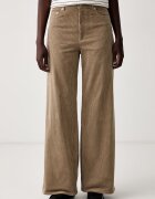 A.P.C. pantaloni wide leg pentru femei din catifea reiată jean clyde