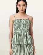 AllSaints bluză cu volane pentru femei din bumbac KALI