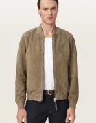 AllSaints geacă bomber pentru bărbați din piele întoarsă MORTEN