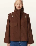 AllSaints jachetă pentru femei din bumbac LEIGHTON