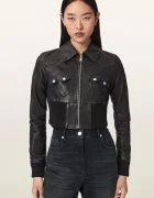 AllSaints jachetă scurtă pentru femei din piele LENA