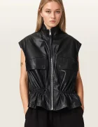 AllSaints vestă pentru femei din piele FLOR
