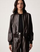 Armani Exchange geacă bomber pentru femei din imitație de piele întoarsă