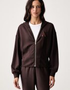 Armani Exchange hanorac cu fermoar și glugă pentru femei cu vâscoză
