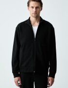 BOSS Green hanorac cu fermoar pentru bărbați cu bumbac SW_Collar Full Zip