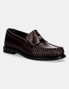 Calvin Klein mocasini pentru femei din piele ROUND LOAFER LTH HDW