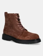 Calvin Klein pantofi de piele întoarsă COMBAT ESS LACE UP ZIP BOOT SU