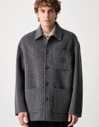 Drôle de Monsieur cămașă pentru bărbați cu lână Pinstripe