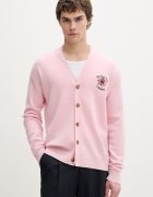 Drôle de Monsieur cardigan pentru bărbați din lână merino Slogan Rose