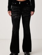 Juicy Couture blugi flared pentru femei CREST VELOUR DENIM LOW RISE FLARE