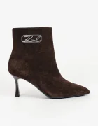 Karl Lagerfeld botine cu toc înalt pentru femei din piele întoarsă Sienna