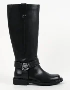 Karl Lagerfeld cizme cu toc plat pentru femei din piele Sadie