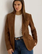 Lauren Ralph Lauren sacou cu un singur rând de nasturi pentru femei din piele întoarsă