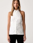 Le Privé bluză tip cămașă pentru femei din bumbac cu elastan BRICE SHIRT BLANC
