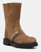Love Moschino botine cu toc plat pentru femei din piele întoarsă