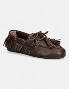 Posa mocasini pentru femei din piele întoarsă Boat Loafer Native Tassel