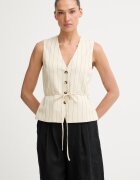 rag & bone Vestă cu un singur rând de nasturi pentru femei cu amestec de in Paulette