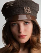 RUSLAN BAGINSKIY beretă cu cozoroc de damă din bumbac Monogram-embellished Baker Boy Cap