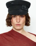 RUSLAN BAGINSKIY Căciulă pentru femei Distressed Denim Baker Boy Cap