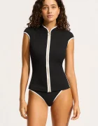 Seafolly costum de baie dintr-o singură piesă pentru femei Cap Sleeve Sunvest
