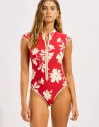 Seafolly costum de baie dintr-o singură piesă pentru femei Cap Sleeve Zip Front