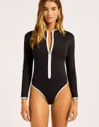 Seafolly costum de baie dintr-o singură piesă pentru femei LongSleeve Zip Front