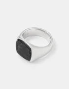 Tom Wood inel de argint Cushion Black Larvikite