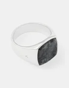 Tom Wood inel de argint Cushion Larvikite (M)