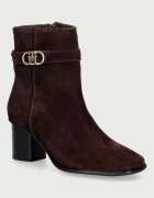 Tommy Hilfiger botine cu toc jos pentru femei din piele întoarsă TH STRAP SUEDE BLOCK HEEL BOOT