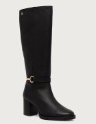 Tommy Hilfiger cizme cu toc pentru femei din piele TH STUD HEEL RIDING KNEE BOOT