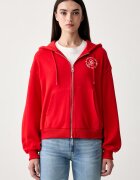 Tommy Hilfiger hanorac cu fermoar și glugă pentru femei din bumbac