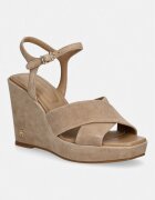 Tommy Hilfiger sandale wedges din piele întoarsă SUEDE WRAPPED HIGH WEDGE