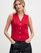 Tommy Hilfiger vestă cu un singur rând de nasturi pentru femei cu amestec de lână