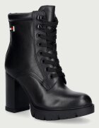 Tommy Jeans botine cu toc înalt pentru femei din piele TJW LACE UP HIGH HEEL BOOTS