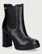 Tommy Jeans botine pentru femei din piele TJW CHELSEA HIGH HEEL BOOTS