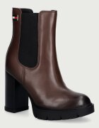 Tommy Jeans botine pentru femei din piele TJW CHELSEA HIGH HEEL BOOTS