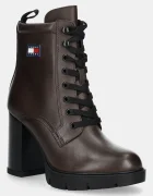 Tommy Jeans cizme de piele TJW HEEL LACE UP BOOT