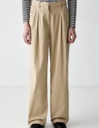 Tommy Jeans pantaloni wide leg pentru femei cu bumbac