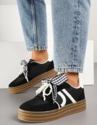 888 Sneakers Negri Iconici cu șireturi decorative și perle Amiselle