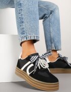 888 Sneakers Negri Iconici cu șireturi decorative și perle Amiselle