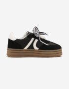888 Sneakers Negri Iconici cu șireturi decorative și perle Amiselle