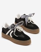 888 Sneakers Negri Iconici cu șireturi decorative și perle Amiselle