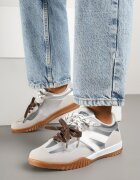 888 Sneakers și Teniși Clasici Argintii cu Șireturi Suplimentare Nilarisea