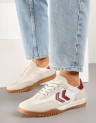 888 Sneakerși Bej și Roșii în Stilul Adidașilor Clasici cu Cusături Decorative Mepnia