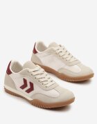 888 Sneakerși Bej și Roșii în Stilul Adidașilor Clasici cu Cusături Decorative Mepnia