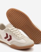 888 Sneakerși Bej și Roșii în Stilul Adidașilor Clasici cu Cusături Decorative Mepnia