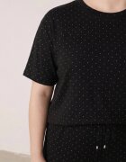 ab. ambitonfly Compleu Negru de Bumbac Croială Oversize Tricou și Pantaloni Azilane