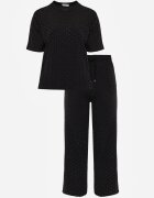 ab. ambitonfly Compleu Negru de Bumbac Croială Oversize Tricou și Pantaloni Azilane