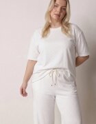 ab. ambitonfly Set Alb din bumbac Stil Oversize Tricou și Pantaloni Azilane