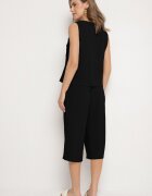 ab. ambitonfly Set Negru Tricou fără Mâneci cu nasturi și Pantaloni Lejeri 3/4 Ravialle
